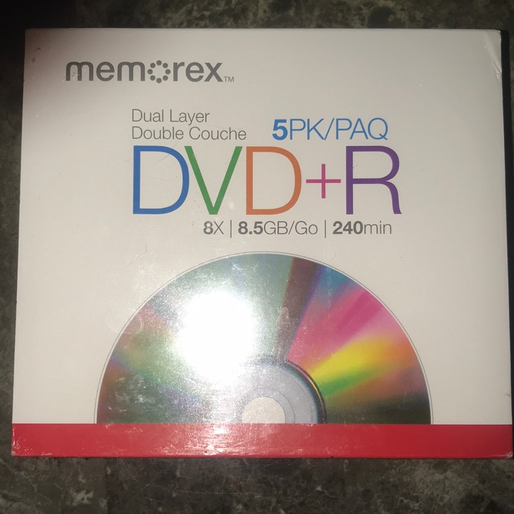 5 pack of burnable DVDs